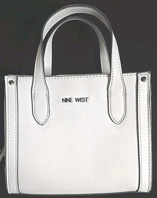 Bolso Purse Nine West White Leather Print Shoulder Bag Handbag Tote Posh - Image 1 of 4