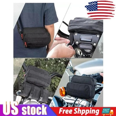 Universal Motorcycle Handlebar Bag Storage Fork Bag Black Sissy Bar Bag - Image 1 of 4