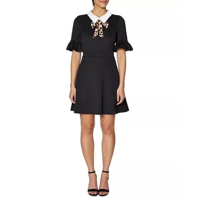 Vestido De Colección Betsy Johnson Negro Blanco Cuello Leopardo Escuela Católica Para Mujer Talla 2 Foto 1 de 4