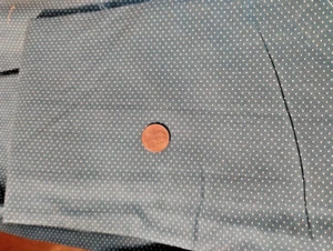 FABRIC REMNANT LIGHT WEIGHT MEDIUM BLUE COTTON WITH WHITE DOTS 1-3/4 YDS X 32+" - Picture 1 of 3