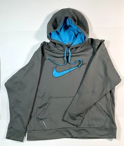 Nike Therma Fit Gray Blue Hoodie Athletic Pullover Men's XL - Picture 1 of 21