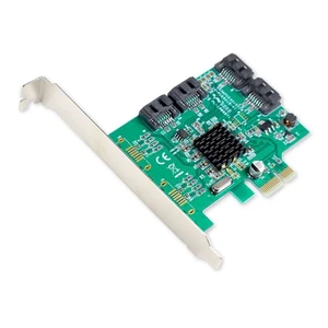 I/O Crest 4-Port SATA III PCIe 2.0 x1 Controller Card Marvell 9215, Low Profile - Picture 1 of 8