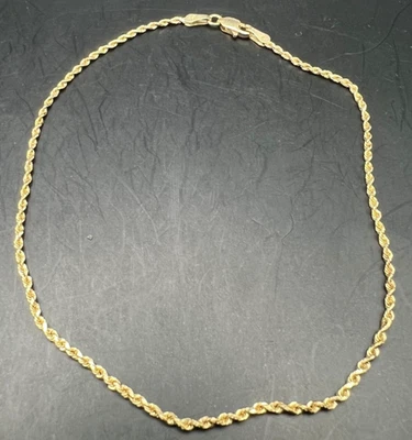 Pulseira de corrente de ouro amarelo sólido 14K com corda 2,1 gramas, 9 polegadas, 2 mm - Imagem 1 de 4