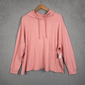 Old Navy Sweatshirt Womens 2X Pink Long Sleeve Hoodie Pullover Slit Hem Soft - Picture 1 of 13