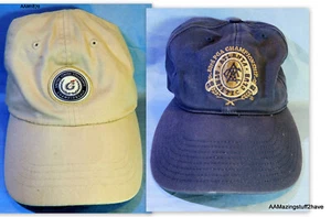 Golf Hat PGA 2001 Navy Blue Nike & US Collegiate Championship Beige adj lot of 2 - Picture 1 of 11
