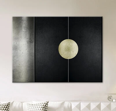 MOON Leinwand Bild Schwarz Weiß Grau Abstrakt Wandbild Modern Wohn Deko Kunst XL - Bild 1 von 4