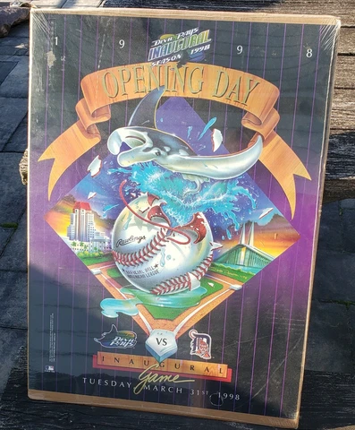 Rare 1998 Tampa Bay Devil Rays Opening Day Inaugural Game Poster Detroit Tigers Cover