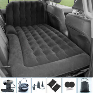 Colchón de aire SUV/coche cama de viaje flocante cama de coche inflable y 2 almohadas para acampar