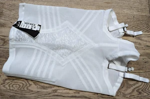 RAGO SHAPEWEAR  6109 White  Hi Waist No Roll Panty Girdle Garters NWT Sz 26 - Picture 1 of 10