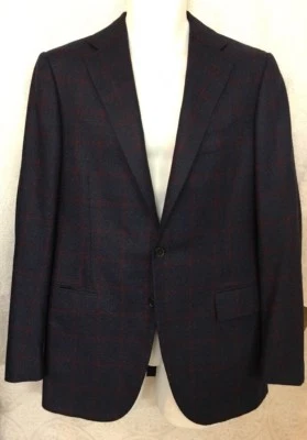 Cesare Attolini Jacket Blue And Red Wool Two Button Size 40r - Image 1 of 4