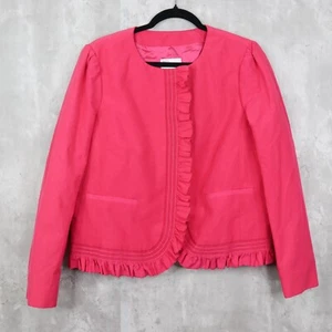 Red Valentino Ruffle Blazer Womens Size 48 Hot Pink Jacket Business Career - Picture 1 of 7