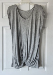 $49 NWT INC Womens Heathered Grey Twist Front Bottom Hem Shirt Top Size L Large - Picture 1 of 3