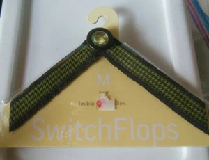 Lindsay Phillips SwitchFlops Straps "HARA" Black &Green Size M 7/8 - Picture 1 of 2