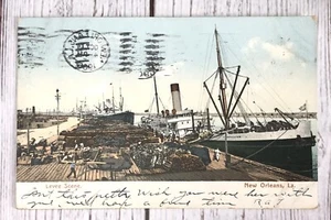 Levee Scene New Orleans Louisiana LA 1906 Ships Steamboat Antique Postcard - Picture 1 of 4
