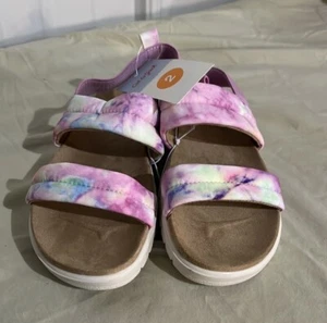 Youth Girls  Size 2 Hazel Slip-On Footbed Sandals Tie-Dye Purple Cat And Jack