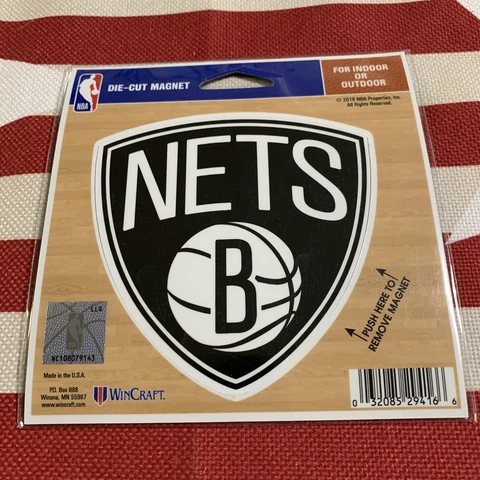 Brooklyn Nets Classic Black & White Shield Logo Type Die-cut MAGNET Cover