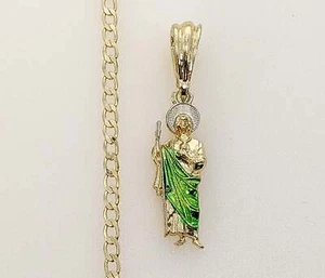 Gold Plated Dainty Saint Jude 3mm Chain Necklace Oro San Judas Tadeo Dije Cadena - Picture 1 of 6