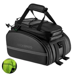 ROCKBROS Bike Rack Bag Trunk Waterproof Carbon Leather Bicycle Rear Seat Pannier - Picture 1 of 12