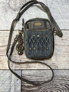 CHALA Origami Denim Cell Phone Purse Crossbody bag Treble Clef fob - Picture 1 of 4