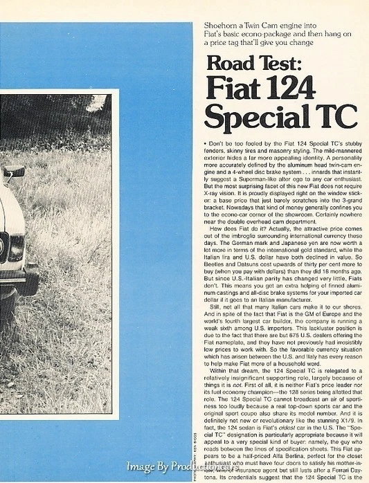 1974 1975 Fiat 124 TC special   Road Test Original Car Review Print Article J615 Foto 1 de 1