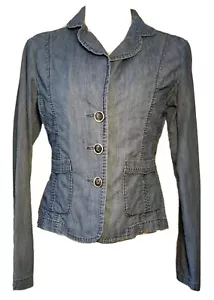 Blue Denim Jean Jacket Bob Timberlake Blazer X Small Womens 100% Cotton Fitted - Picture 1 of 10