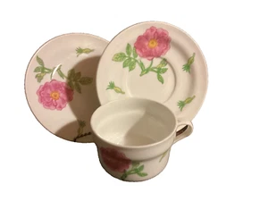 Vintage Pair Richard Ginori Pink Floral Primavera (?) Cup, Saucer & Bread Plate - Picture 1 of 14