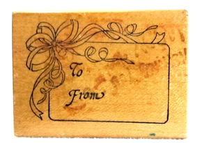 PSX ' To & From ' w/ Ribbons Tag Outline Gift Tag Mounted Rubber Stamp F-395 - Picture 1 of 3