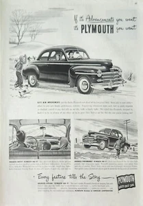 1947 Plymouth Auto Oldtimer Anzeige Wenn es Fortschritte gibt, wollen Sie fünfzig neue Verbesserungen - Bild 1 von 1