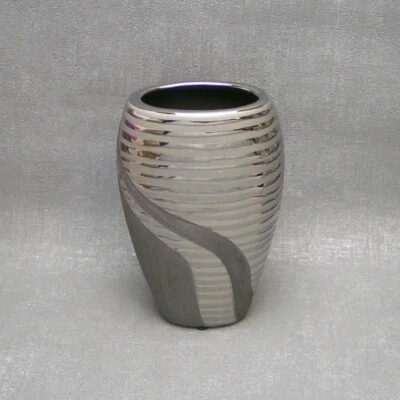 Gilde Vase Sevilla oval silber Keramik edel modern Geschenk - Bild 1 von 2