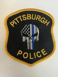 PITTSBURGH PUNISHER SKULL AMERICAN FLAG COP BLUE LINE SWAT TACTICAL POLICE PATCH - Picture 1 of 1
