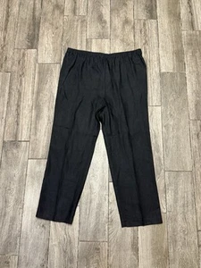 Pantalones Eskandar para mujer 100 % lino negros talla grande XL 38 cintura LEER* - Imagen 1 de 7