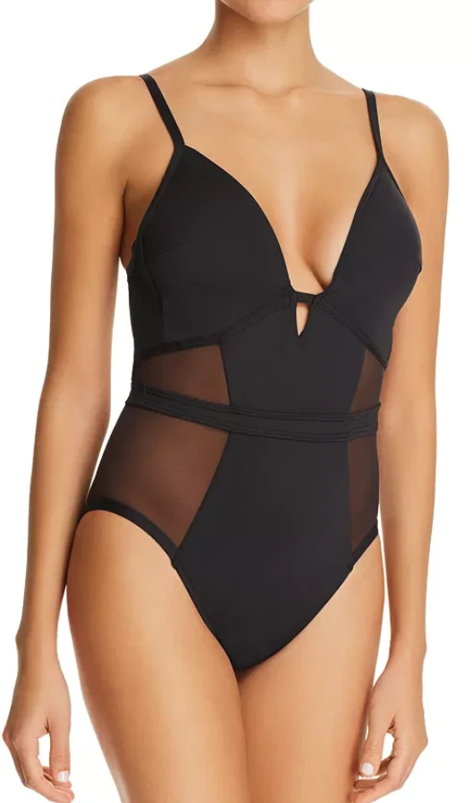 Traje de baño de una pieza Kenneth Cole de malla pushup $107, negro, pequeño Foto 1 de 3