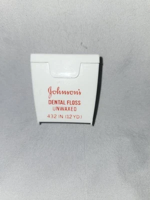 Vintage Johnson & Johnson Dental Floss Plain Unwaxed White Box - Image 1 of 4