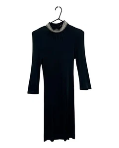 Excellent Condition RED VALENTINO Women's Black Mesh Embellished Neck Dress AU M - Picture 1 of 4