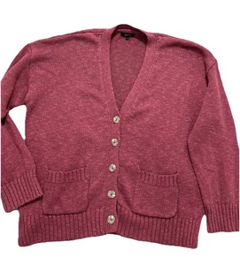 Quince Damen L Baumwolle Leinen Relaxed Strickjacke Dunkel Mauve - Bild 1 von 9