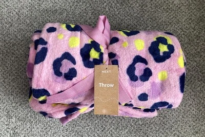 NEW Next Pink Animal Supersoft Fleece Throw Blanket 120cm X 150cm - Image 1 of 3