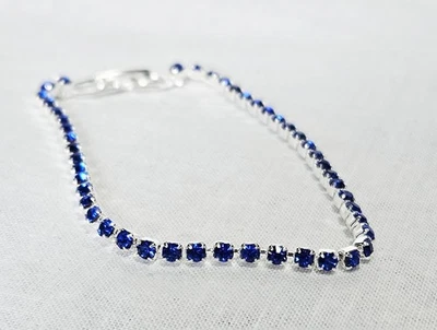 Pulsera Tenis Tono Plata Hecha con Cristales Swarovski Azules J14-3544 Foto 1 de 4