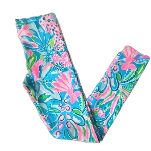 Lilly Pullitzer Girls Colorful Floral Stretch Leggings Size L 8/10 - Picture 1 of 8