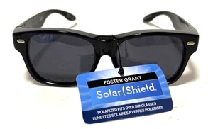 Nuevo POLARIZADO Se Ajusta Sobre Tus Gafas ESCUDO SOLAR Gafas de sol NEGRO Plástico - Imagen 1 de 7