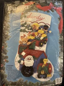 Vintage Bucilla Filz Applikation Strumpf Weihnachtsmann Heiligabend Set 83113 - 1994 - Bild 1 von 4