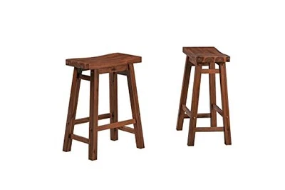 Sonoma Saddle Backless Counter Bar Stools Set of 2 Chestnut Acacia Wood - Image 1 of 4