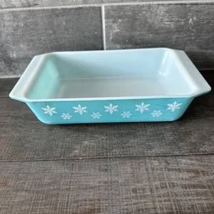 Vintage Pyrex Türkis Schneeflocke 575-B 2 Quart Auflaufform Platzsparer ohne Deckel - Bild 1 von 6