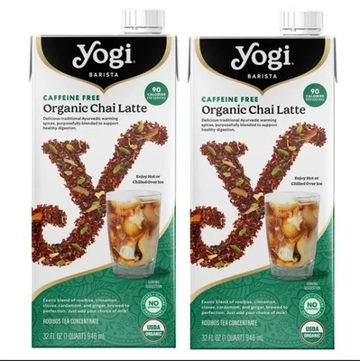 Concentrado de té orgánico Yogi Barista Chai Latte sin cafeína 32 OZ 2 cajas Foto 1 de 4