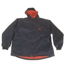 Vtg 90s XL Nike Navy Blue Orange Hooded Reversable Winter Jacket Nylon Fleece 