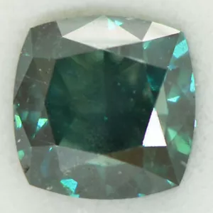 Loose Cushion Shape Diamond Fancy Green Color SI1 Certified Enhanced 2.22 Carat - Picture 1 of 9