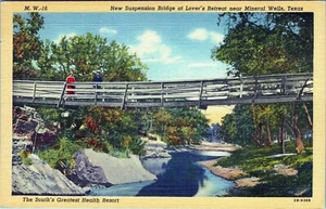 Postal sin publicar de Puente Colgante Lover's Retreat Mineral Wells Texas - Imagen 1 de 2