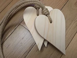 Paar handgefertigte natürliche lange Herz Vorhang Raffbänder mit Juteseil Bändern  - Bild 1 von 3