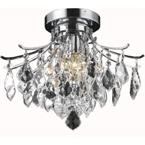 Pendant Crystal Flush Mount Ceiling 3 Light Chrome Bathroom Bedroom Lighting - Picture 1 of 2