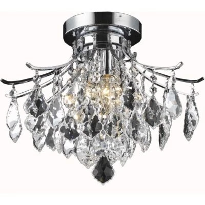 Pendant Crystal Flush Mount Ceiling 3 Light Chrome Bathroom Bedroom Lighting - Image 1 of 2