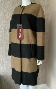 ABRIGO A RAYAS MAX MARA STUDIO MEZCLA LANA TALLA 14 HECHO EN ITALIA NUEVO CON ETIQUETAS - Imagen 1 de 9